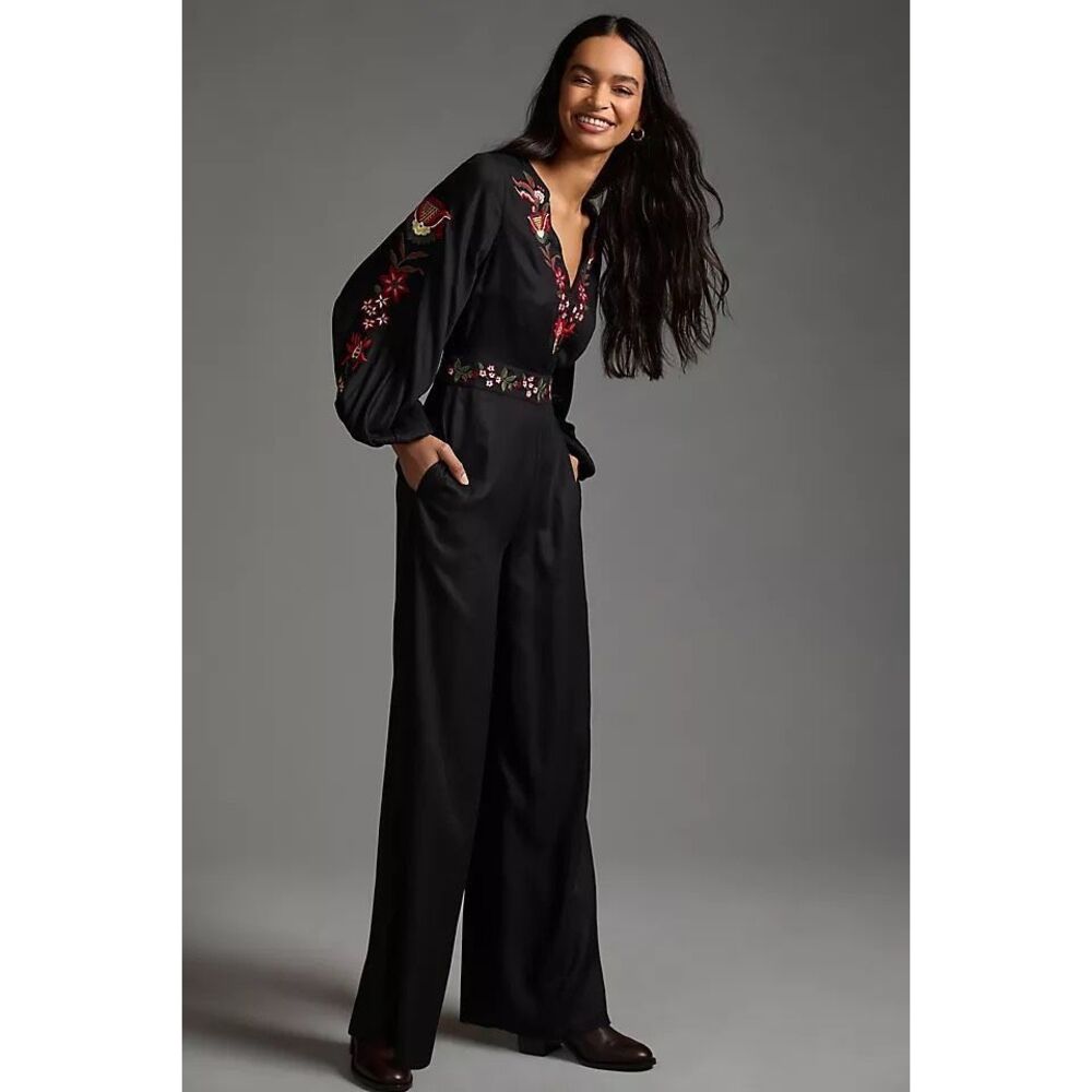Farm Rio by Antropologie Embroidered Jumpsuit